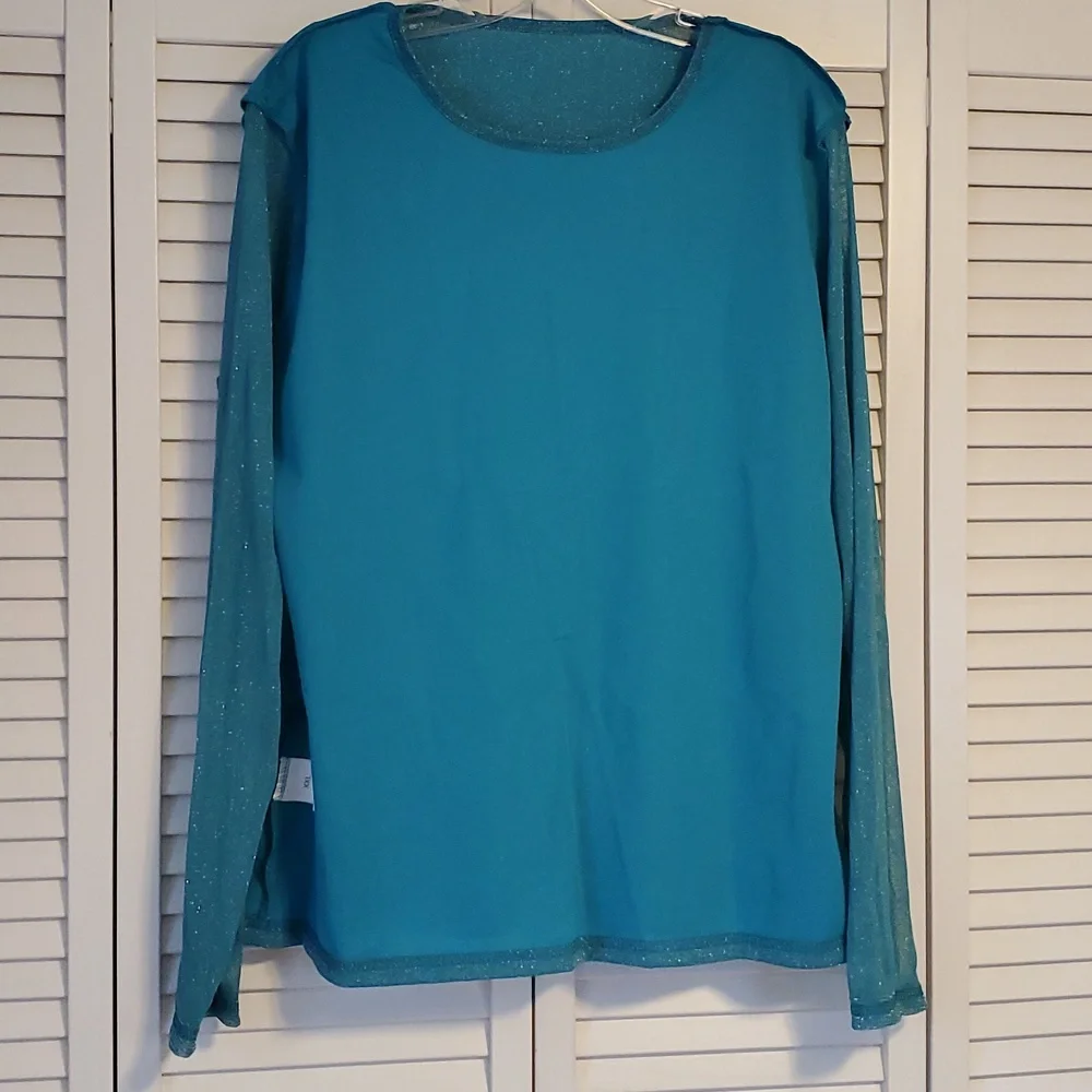 Elegant Teal Shimmering Top - Picture 7 of 10